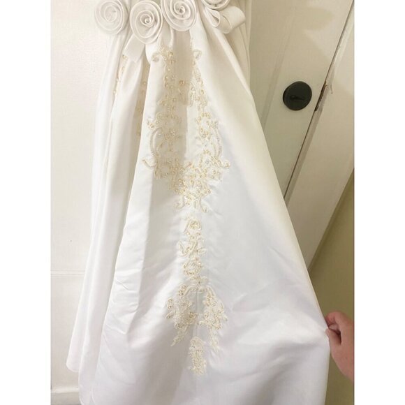 Gloria Vanderbilt Women's Vintage Beaded Wedding Dress W/Detachable Train - 6 - Picture 14 of 17